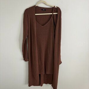 Cozy Brown Ribbed Loungeware Set